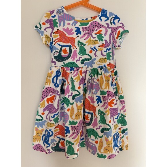 Mini Boden Short Sleeve Fun Colorful Animal Print Cotton Play Dress Sz 7-8 - Picture 1 of 5